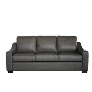 Lea Unlimited Hampton Traditional Leather & Plywood Sofa in Mushroom Gray