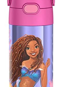 THERMOS FUNTAINER 12 Ounce Stainless Steel Vacuum Insulated Kids Straw Bottle, LITTLE MERMAID