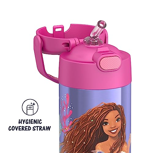 THERMOS FUNTAINER 12 Ounce Stainless Steel Vacuum Insulated Kids Straw Bottle, LITTLE MERMAID