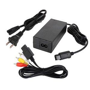 power cord for gamecube, ac power supply for gamecube, power adapter and av cable for gamecube set, compatible with nintendo gamecube ngc system