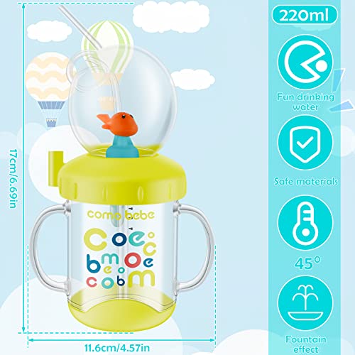 Txkrhwa Baby Drinking Cup with Straw Cute Whale Squirt Water Cup 220ML Portable Diving Water Cup Creative Colorful Toddler Cups Baby Drinking Cup for Kids Boys Girls(Light green)