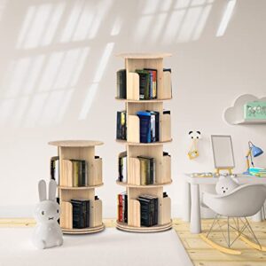 Cuguords Rotating Bookshelf Tower, 360 Display Spinning Bookshelf, 4 Tier Revolving Bookcase for Kids&Adults, Rotating Bookcase for Bedroom, Living Room, Study Room, Corner Bookshelf for Small Space