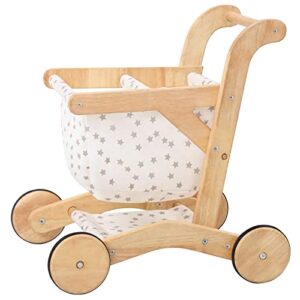 HARPPA Baby Push Walker Wooden Shopping Cart for Boys and Girls 1 Year Old and Up Push Walker Toy for Babies