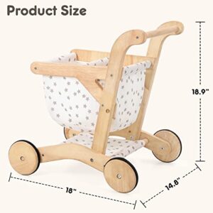 HARPPA Baby Push Walker Wooden Shopping Cart for Boys and Girls 1 Year Old and Up Push Walker Toy for Babies