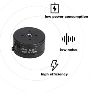 Drones Brushless Motor,Outdoor 260KV Brushless Motor,80t 1.3A Hollow Shaft Brushless Motor Drones Brushless Motor,Low Noise and Low Power Consumption,for Gimbal RC Drones,Camera((2204)) (2pcs)