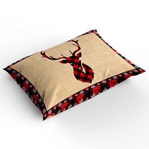 TocaHome Duvet Cover Twin Size, 4 Pieces Comforter Cover Set, Christmas Red Lattice Elk Snowflake Border Soft Bedding Sets - 1 Twin Duvet Cover, 1 Bed Sheet and 2 Pillowcases