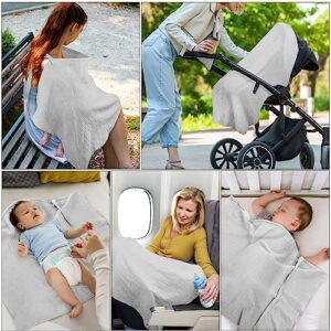 Riqiaqia Muslin Nursing Cover for Breastfeeding, Soft Cotton Breastfeeding Cover with Rigid Hoop for Baby, Multi-use Adjustable Nursing Apron Cover | Carseat Cover (Grey)