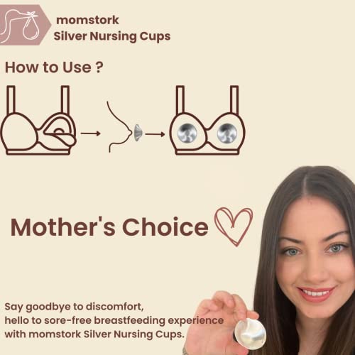 The Original Silver Nursing Cups - Nipple Shields for Nursing Newborn for Sore Cracked Breastfeeding Nipples - 925 Healing Cups Soothe,Relief,Protect and Care with Suede Storage Case (Regular)