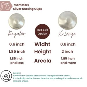 The Original Silver Nursing Cups - Nipple Shields for Nursing Newborn for Sore Cracked Breastfeeding Nipples - 925 Healing Cups Soothe,Relief,Protect and Care with Suede Storage Case (Regular)