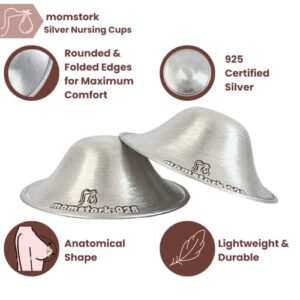 The Original Silver Nursing Cups - Nipple Shields for Nursing Newborn for Sore Cracked Breastfeeding Nipples - 925 Healing Cups Soothe,Relief,Protect and Care with Suede Storage Case (Regular)