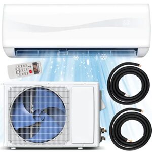mini split ac, 12000 btu mini split air conditioner & heater ductless inverter system, wall-mounted ductless ac cools up to 750sq.ft, energy efficient inverter ac with heat pump; installation kit