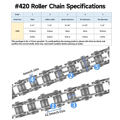 420 Chain Sprocket 12T Front Sprocket 17mm for 50cc 70cc 90cc 110cc 125cc Dirt Pit Bike Mini Bike ATV 4 Wheeler Moped Go Kart Sprocket