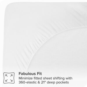 Bare Home Twin XL Mattress Pad Cotton Top - Fitted Mattress Cover - Cooling Breathable Air Flow - 8" to 21" Deep Pocket - Mattress Pad Protector - Soft Noiseless Mattress Topper (Twin XL)