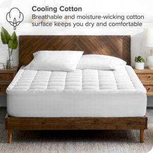 Bare Home Twin XL Mattress Pad Cotton Top - Fitted Mattress Cover - Cooling Breathable Air Flow - 8" to 21" Deep Pocket - Mattress Pad Protector - Soft Noiseless Mattress Topper (Twin XL)