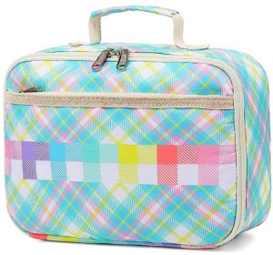camtop lunch box kids insulated lunch bag small cooler thermal meal thermal lunchbox for girls boys school picnics（lattice colorful）