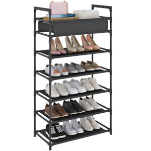 calmootey 6-tier stackable freestanding shoe rack, 2-in-1 plus storage bag sturdy shoe shelf, non-woven fabric entryway shoe shelf with storage organizer