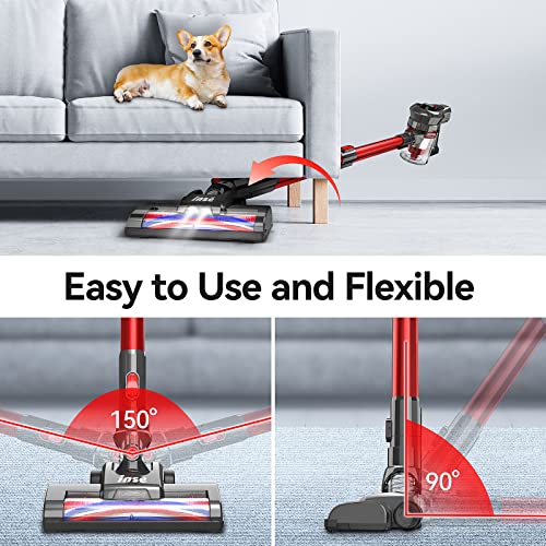 INSE Cordless Vacuum Cleaner, 6-in-1 Powerful Stick Vacuum, Rechargeable Vacuum Cleaner with 2200m-A-h Battery Up to 45 Mins Runtime, Lightweight Handheld Vacuum for Home Hard Floor Carpet Pet Hair