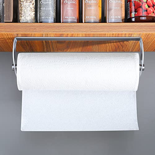 YIGII Paper Towel Holder Under Cabinet, One Hand Tear Adhesive Paper Towel Holder Wall Mount/Inside Cabinet Stainless Steel for Kitchen