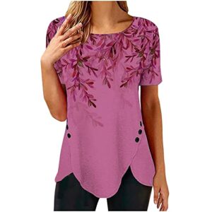 ceboyel womens 2023 floral print summer tops dressy trendy shirts short sleeve casual blouses trendy ladies clothes womens tshirts red l