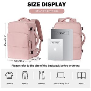 Rinlist Travel Backpack, TSA Friendly Carry-on Backpack Airline Approved Women Men, Anti-theft Hiking Gym Work Weekender Commuter Casual Daypack Bookbag, Personal Item Bag, Pink