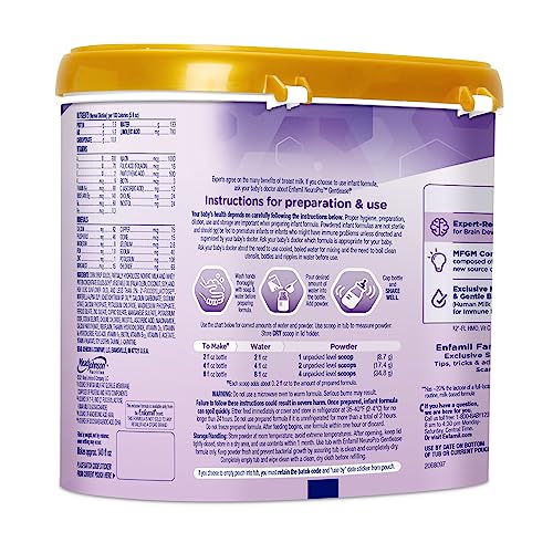 Enfamil NeuroPro Gentlease Baby Formula, Infant Formula Nutrition, Brain and Immune Support with DHA, Proven to Reduce Fussiness, Crying, Gas and Spit-up in 24 Hours, Reusable Tub, 19.5 Oz, 4 Count