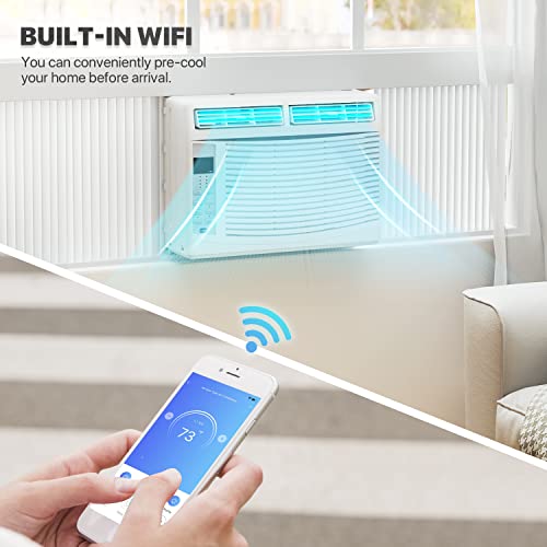 mollie 6,000 BTU Smart Window Air Conditioner with Wi-Fi Connected, Window AC Unit Cools up to 250 Sq.Ft., Remote/App Control, with Easy Install Kit, 115V/60Hz, White