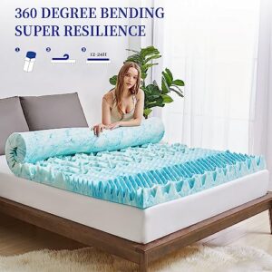 DQZ 2 Inch Queen Mattress Topper 7-Zone Memory Foam Mattress Topper - Cooling Gel Foam Mattress - Upgraded Soft Mattress Pad - Ergonomics Mattress Pad - CertiPUR-US and Oeko-TEX Certification