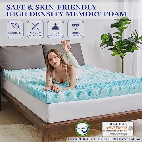 DQZ 2 Inch Queen Mattress Topper 7-Zone Memory Foam Mattress Topper - Cooling Gel Foam Mattress - Upgraded Soft Mattress Pad - Ergonomics Mattress Pad - CertiPUR-US and Oeko-TEX Certification