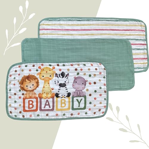 Luv Thy Casa Baby Burp Cloths Pack of 3 – 10 x 20 Inch Cotton Burp Cloths – Burping Cloths for Babies – Organic Bamboo and Cotton Burp Clothes – Burp Cloths Neutral