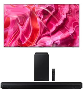 samsung qn55s90cafxza 55 inch 4k oled smart tv with ai upscaling with a hw-q600b 3.1.2ch soundbar with dolby atmos and dts:x (2023)