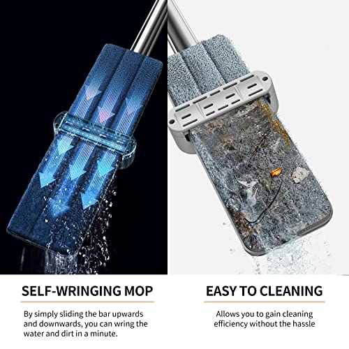 XIXIAN Microfiber Mop Floor Cleaning System Washable Pads Reusable Dust Mops with 4PCS Soft Refill Pads Hardwood Wood Floor Cleaner Mop 360 Rotate Dry Wet Mop