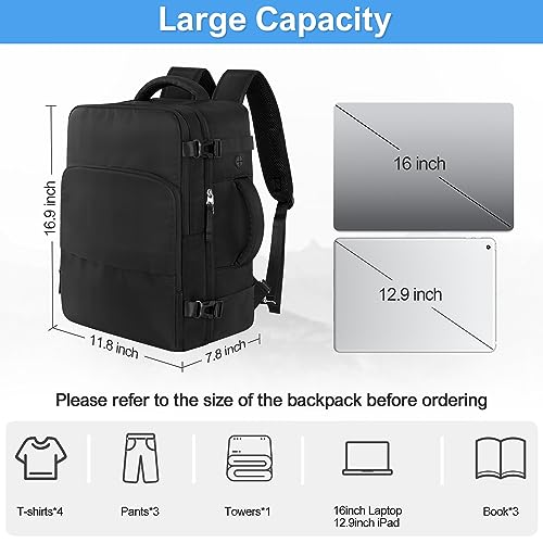 Sinaliy Travel Backpack, Personal Item Size Airline Approved, Backpack with Multi-Pockets, College Backpack Bag, Hiking Backpack, Waterproof Carry On Backpack Business Backpack