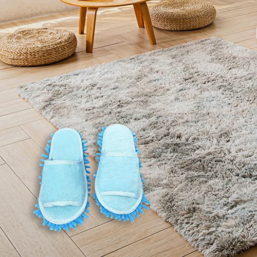 IEUDNS Mop Slippers Floor Cleaning Washable Cleaning Sandals Detachable Mute Household Soft Unisex Cleaning Shoes for Home Floor Polishing Dusting, Blue