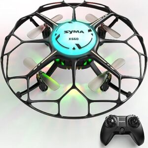 syma drone for kids with led, x660 mini quadcopter with 3d flip, rotary ascent, headless mode, speed switch and full protection rc helicopters ufo toys gifts for beginners adults