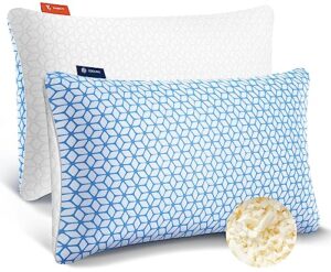 love attitude pillows queen size set of 2, queen pillows 2 pack for bed shredded memory foam pillows adjustable, cooling pillow soft and supportive for side back stomach sleepers