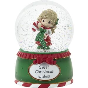 precious moments 231101 sweet christmas wishes 2023 dated musical resin/glass snow globe