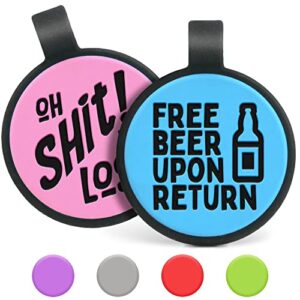 gotags silent silicone dog tags, beer upon return funny design, personalized silent tag engraved for dogs and cats, round