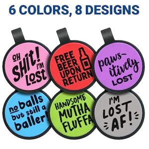 GoTags Silent Silicone Dog Tags, Beer Upon Return Funny Design, Personalized Silent Tag Engraved for Dogs and Cats, Round