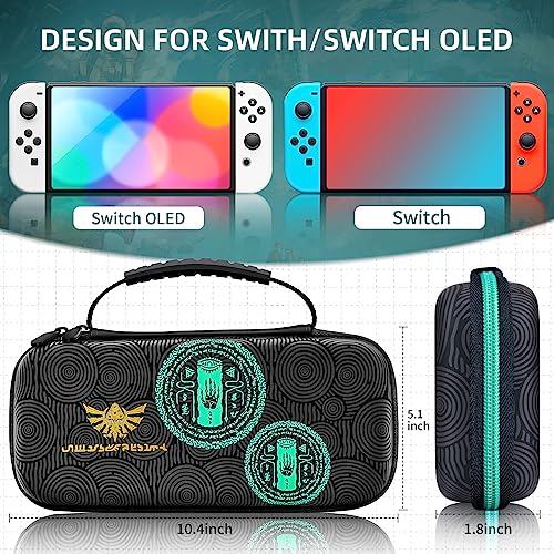 BRHE Switch Case,Carrying Case for Nintendo Switch/Switch OLED Zelda Tear of The Kingdom,Nintendo Switch Case Portable Hard Shell Pouch Carry Travel Game Bag for Nintendo Switch Accessories