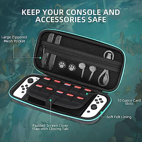 BRHE Switch Case,Carrying Case for Nintendo Switch/Switch OLED Zelda Tear of The Kingdom,Nintendo Switch Case Portable Hard Shell Pouch Carry Travel Game Bag for Nintendo Switch Accessories