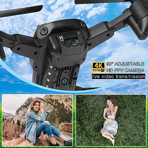 ZELARO Drone with Dual 4K Cameras for Adults with LED Light,Foldable RC Quadcopter WiFi FPV Mini Drone UAV Remote Control Drone Toy with Battery, Altitude Hold, Gesture Control,Toys Gifts Beginners