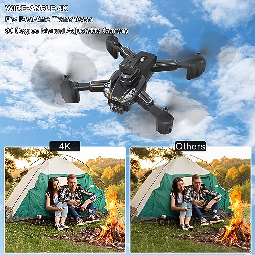 ZELARO Drone with Dual 4K Cameras for Adults with LED Light,Foldable RC Quadcopter WiFi FPV Mini Drone UAV Remote Control Drone Toy with Battery, Altitude Hold, Gesture Control,Toys Gifts Beginners