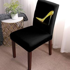 print picture arthome chair covers for dining room 8 pack stretch chair cover, removable kitchen chair slipcovers, shiny golden high heels dining chair protectors covers