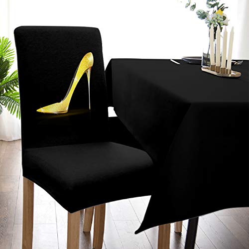 PRINT PICTURE ARTHOME Chair Covers for Dining Room 8 Pack Stretch Chair Cover, Removable Kitchen Chair Slipcovers, Shiny Golden High Heels Dining Chair Protectors Covers