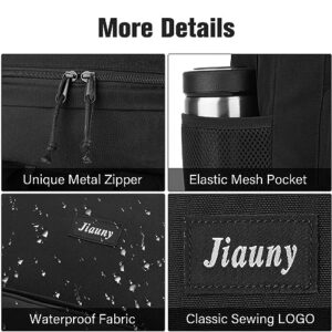 Jiauny School Backpack,Lightweight Bookbag Classic Scoolbag Laptop Backpack with USB Charging Port for High School Teens College Students Work Office Adult,Black