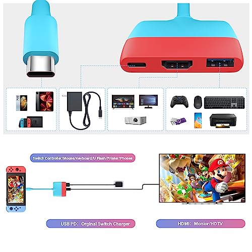 Battony USB C to HDMI Adapter for Nintendo Switch/Switch OLED/MacBook Pro Air/iPad Pro/Android Phone, USBC to 4K HDMI Output Multiport Converter Adaptor for Switch Dock Replacement