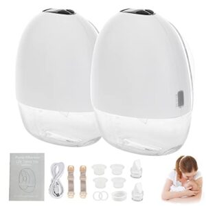 Wearable Electric Breast Pump, Hands-Free Breast Pump,Electric Portable Breast Pump,Portable Breast Pump with 4 Modes & 9 Levels, LCD Display, 24mm Flange, 2 Pack