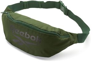 reebok fanny pack - foundation lightweight waist belt bag - crossbody bag for gym, running, hiking, festivals, sports, varsity green