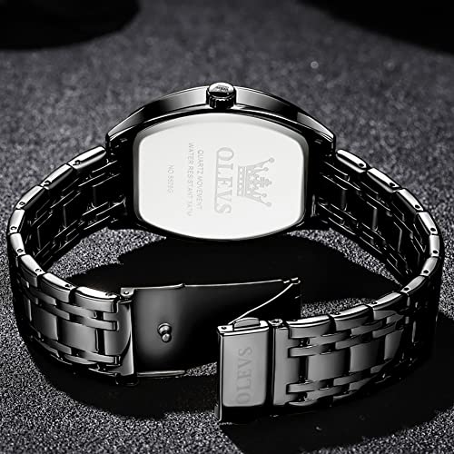 OLEVS Watch for Men Business Dress Diamond Analog Quartz Date Luxury Men Watches Black Casual Stainless Steel Waterproof Luminous Two Tone Man Wrist Watch Square