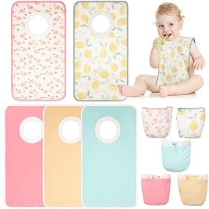 newwiee 5 pieces waterproof muslin pullover baby bibs full coverage toddler bibs soft absorbent large bibs comfortable towel bibs colorful baby drooling bibs for feeding and drooling toddlers